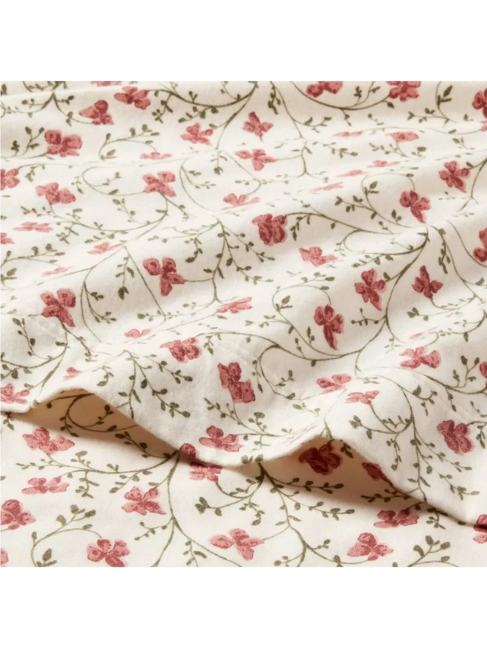 King Ultra Soft Flannel Sheet Set Ivory Floral - Threshold NEW